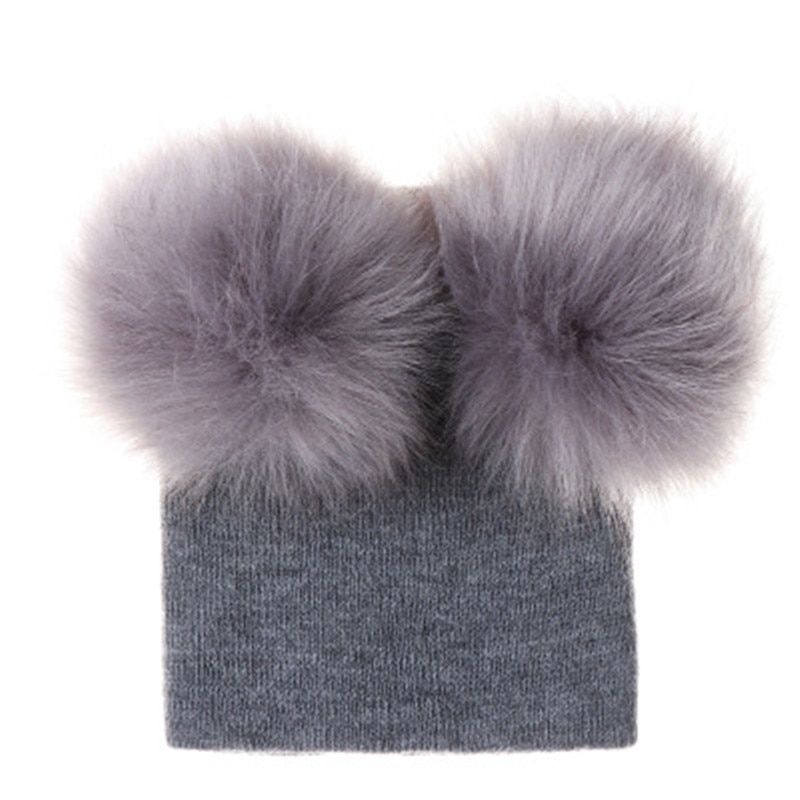 Double Pom Pom Beanie Hat For Kids